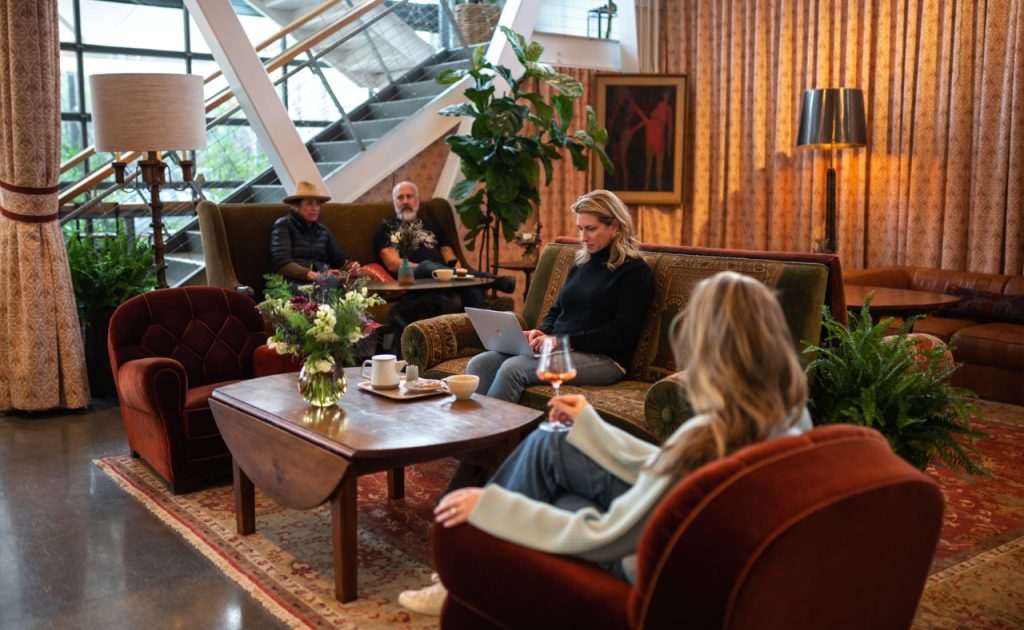 Cozy living room vibe at Little Saint restaurant.