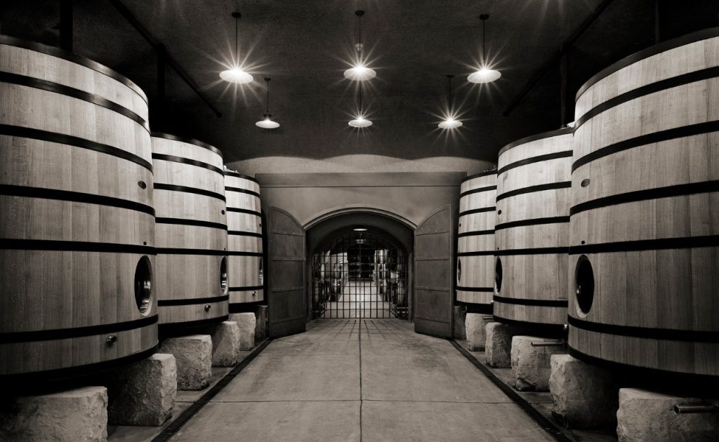 Bond Wine barrel room. 