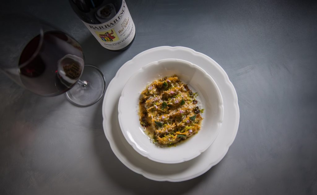 Agnolotti de Violetto: nose to tail and stem to seed pasta of the house.