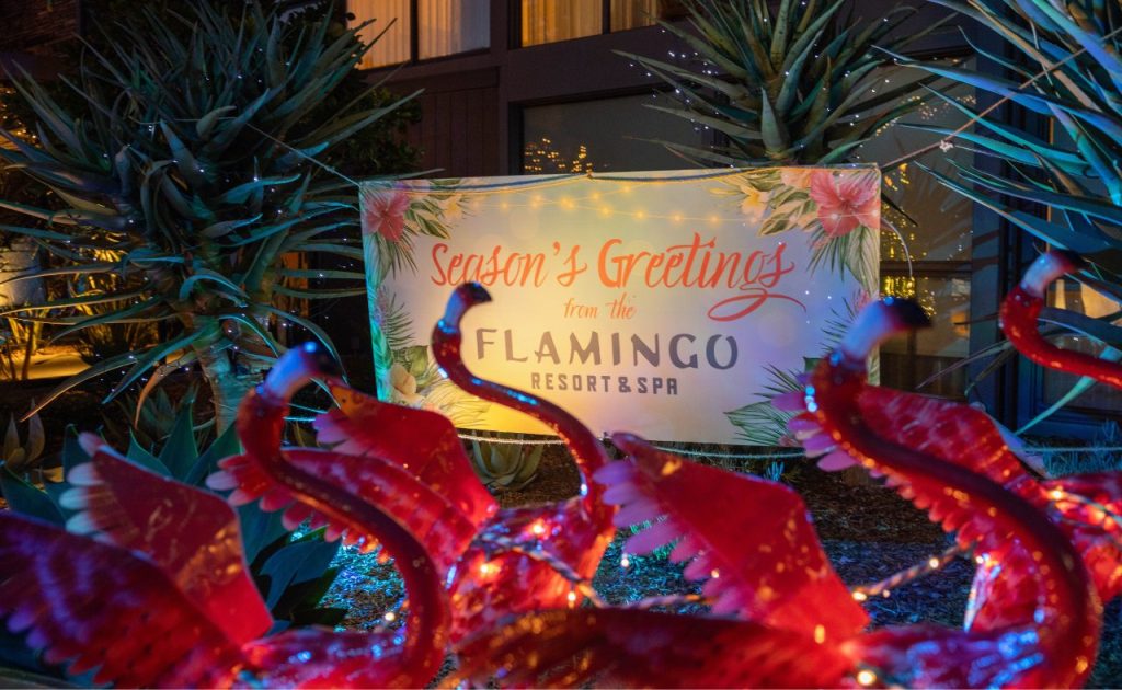 The Flamingo Resort & Spa holiday decorations.