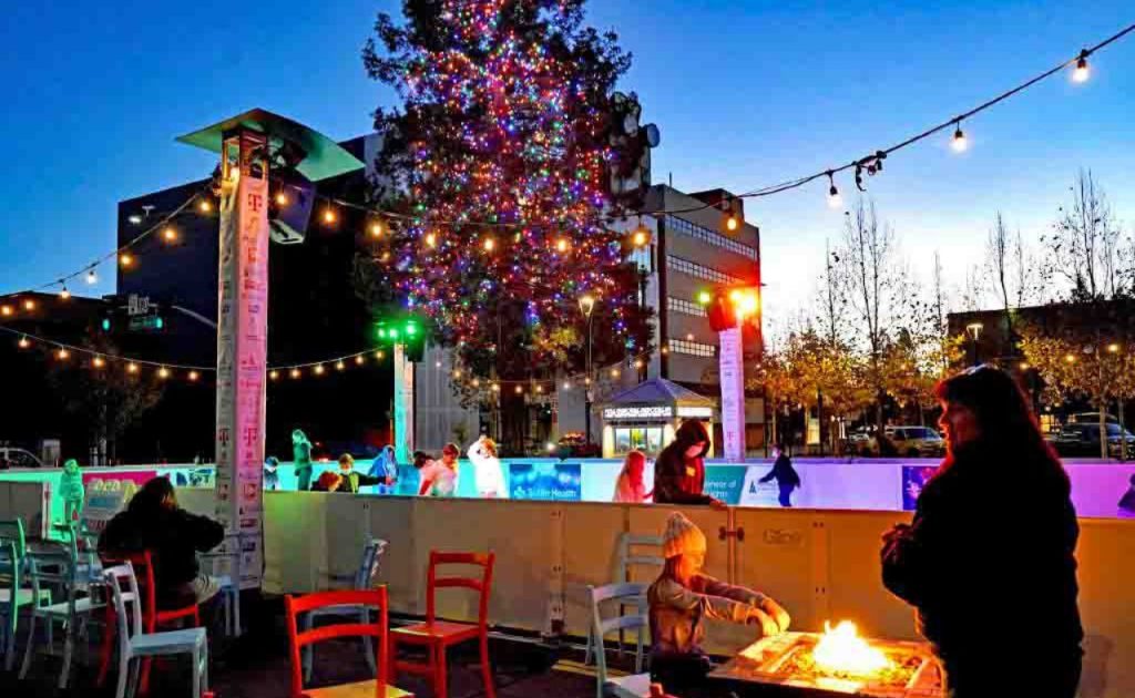 Skating on the Square in Downtown Santa Rosa.