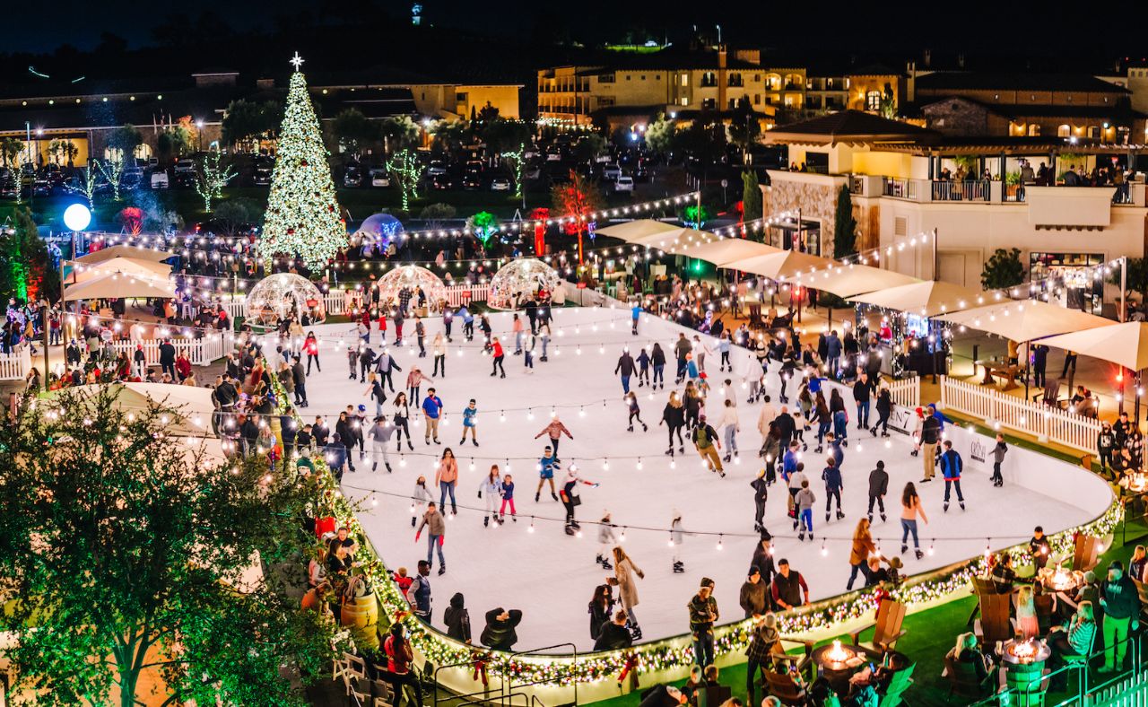 Holiday ice skating rink at Meritage Resort in Napa