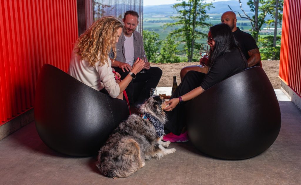 The dog friendly tasting patio at Corollary Wines.