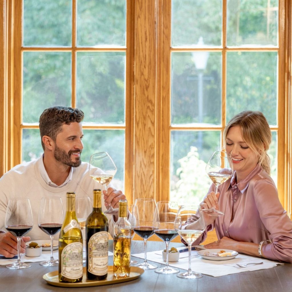 Food and wine pairing at Far Niente Winery.