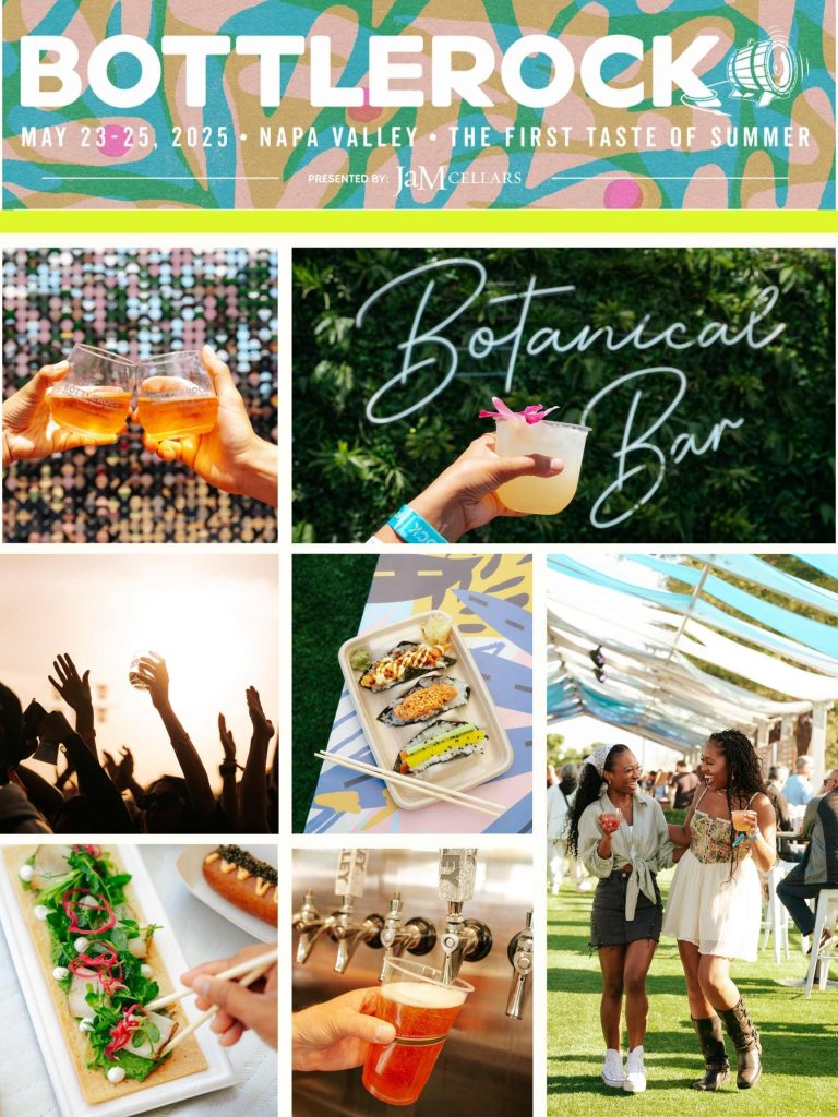 Food, wine and beer at Bottlerock Napa Valley event. 