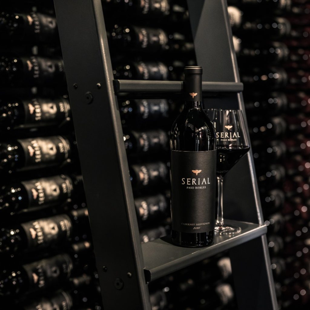 Serial Wines sitting on cellar ladder.