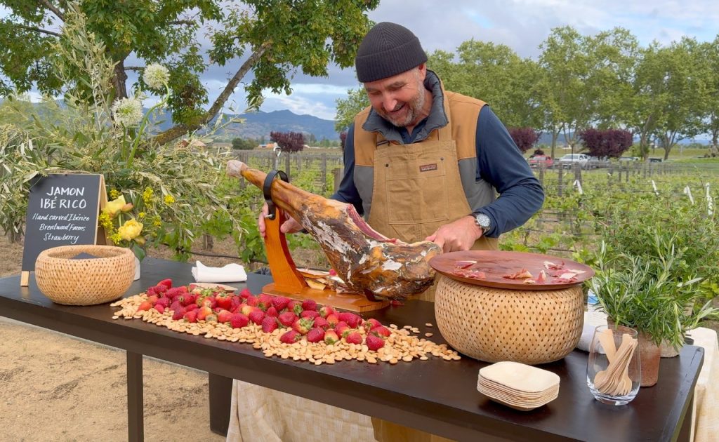 Hand carved Jamón ibérico at VIP dinner held at Inglenook during Inspire Napa Valley