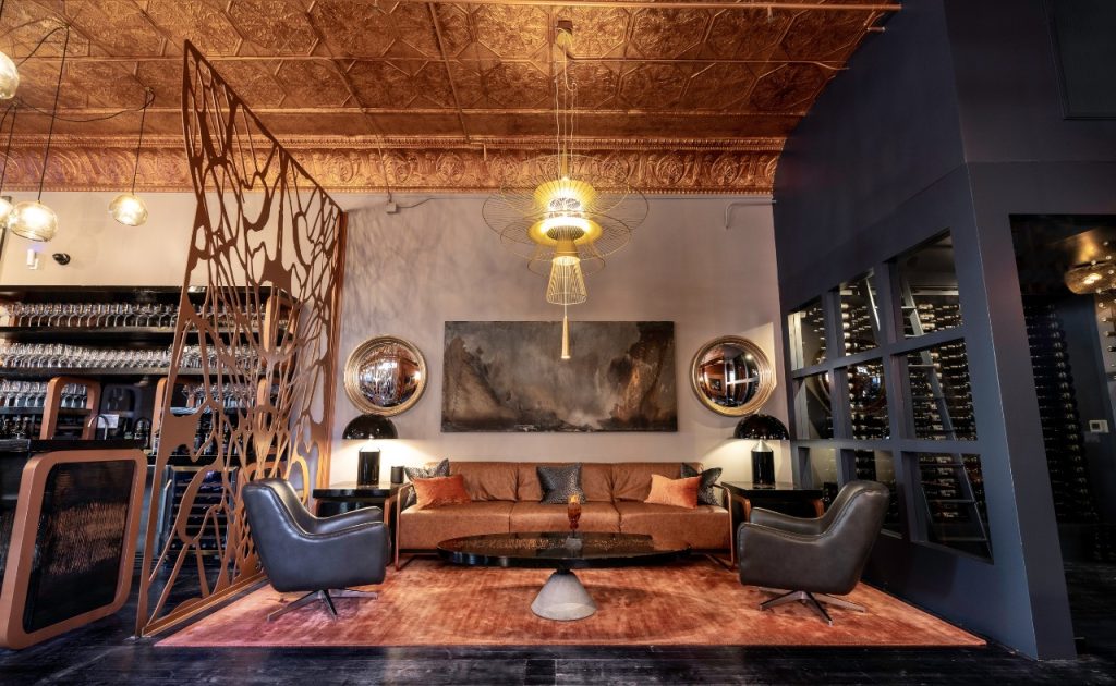 Tasting lounge interior at Serial Wines in Paso Robles. 