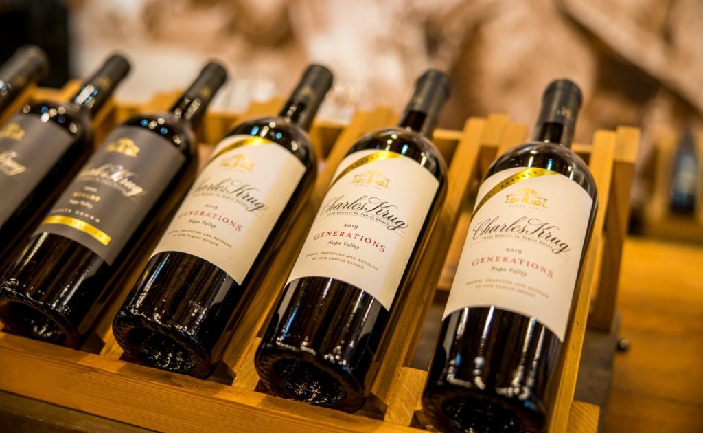 Bottles of Charles Krug wine. 