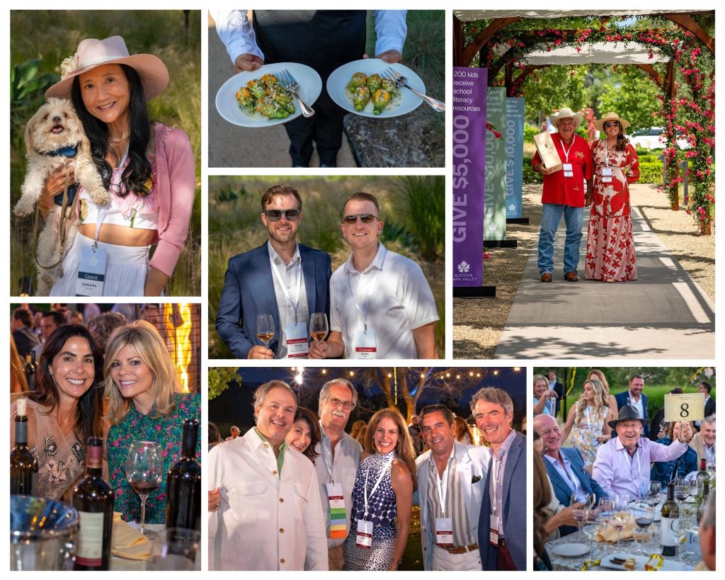 Guests at Napa Valley Barrel Auction dinner. 
