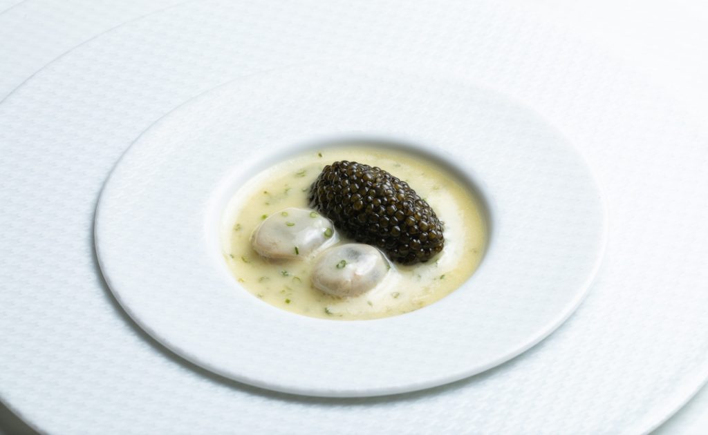 The French Laundry restaurant Oysters and Pearls.