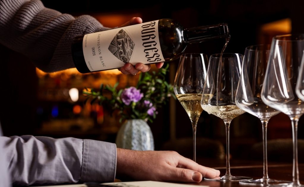 Burgess Cellars wine being poured for guest.