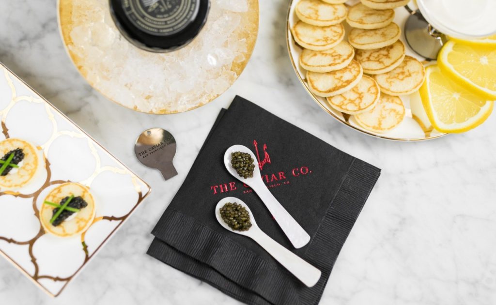 Caviar on spoons.