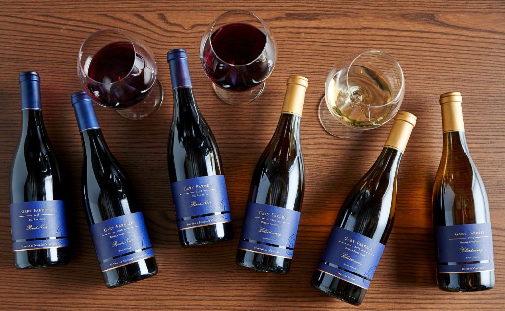 Gary Farrell Pinot Noir and Chardonnay from the Russian River Valley.