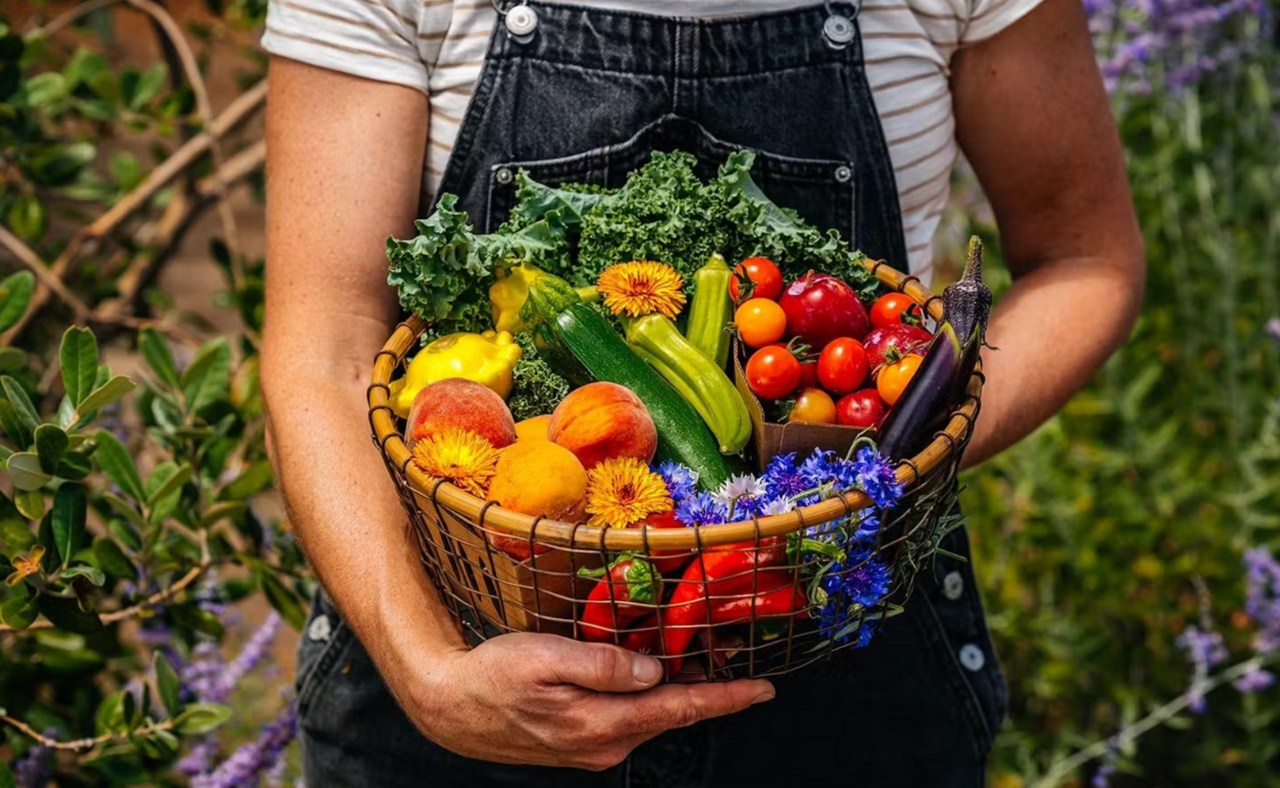Organic fruit and vegetables at Clif Family Winery in St. Helena Napa Valley.