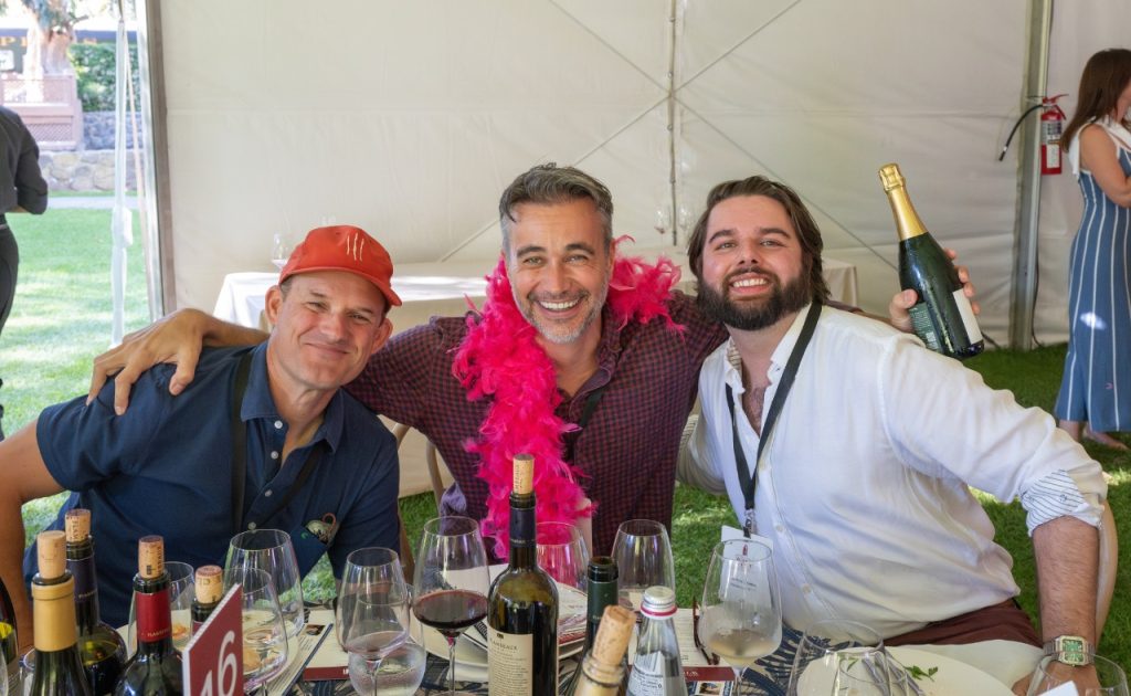Flambeaux Winemaker Ryan Prichard, Flambeaux owner Art Murray and friend during Sonoma County Wine Celebration