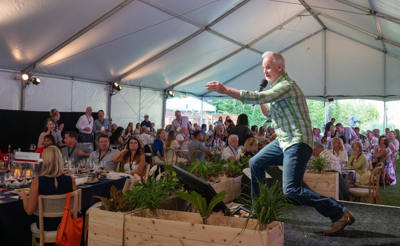 Auctioneer during Sonoma County wine celebration live auction.