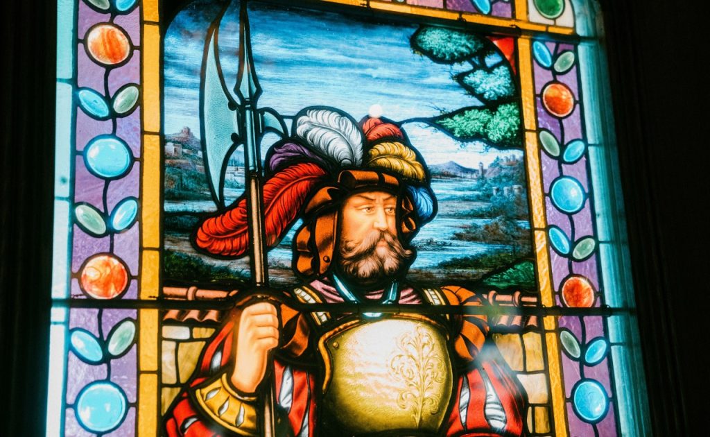 Stained glass Beringer Vineyards.